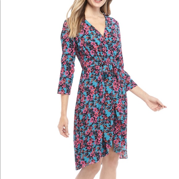 Floral Cinched Waist Wrap Dress - NWT - Picture 1 of 5